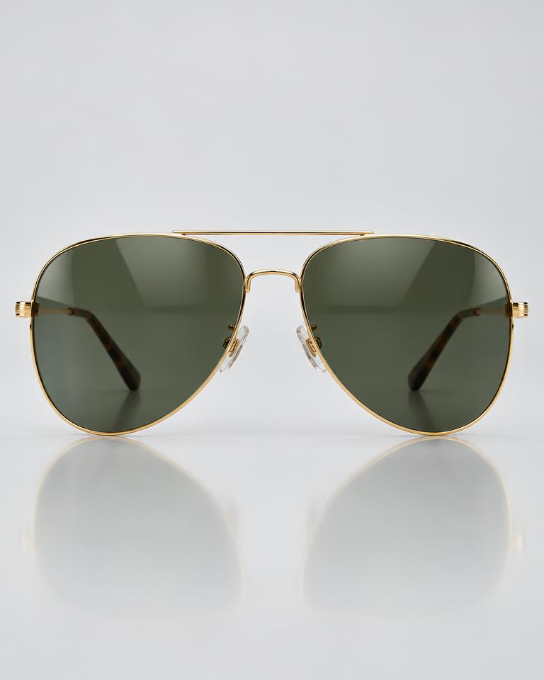 Gold-Rim Aviator Sunglasses